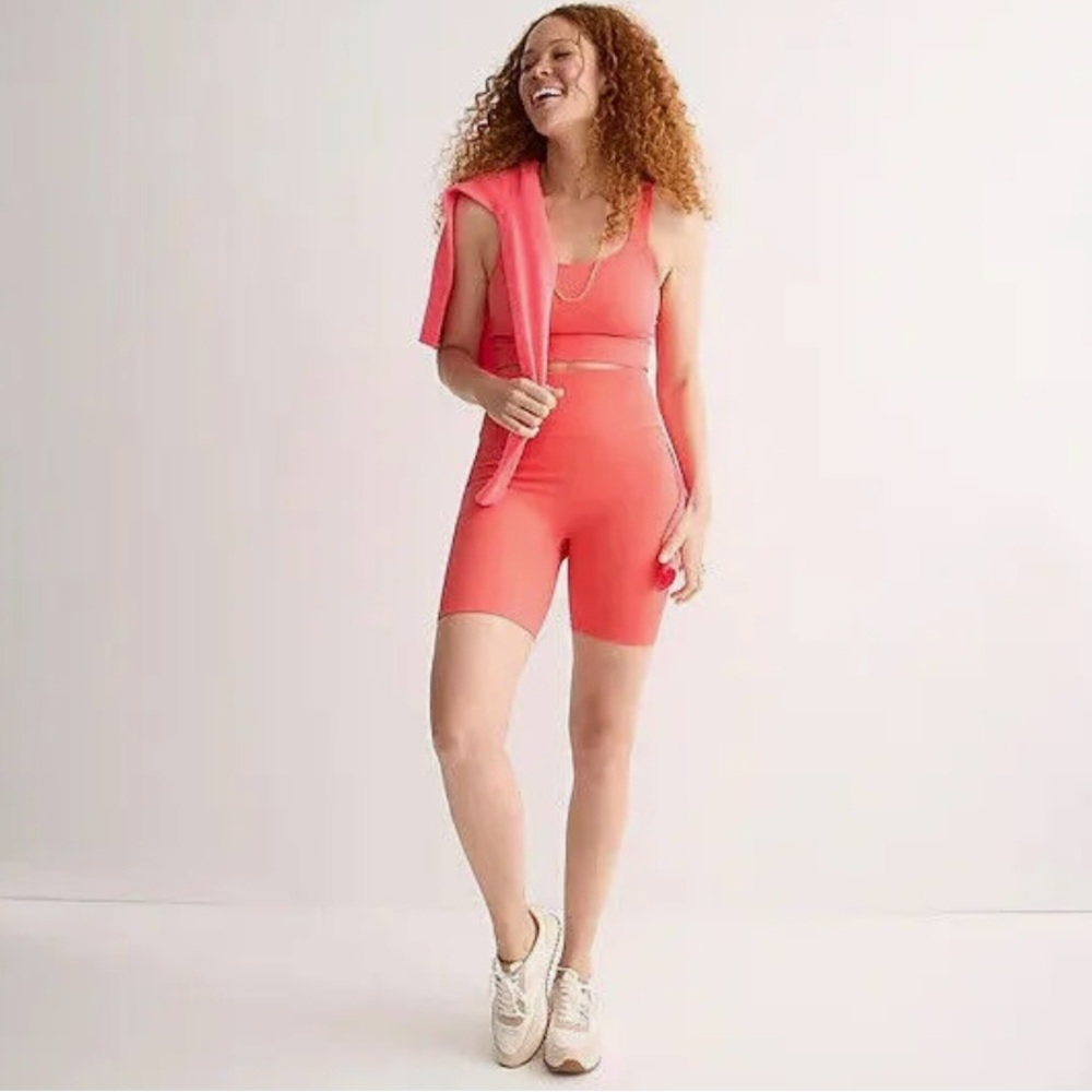 New without tags. J Crew high rise ribbed biker shorts, xs, blue